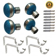 Stainless Steel And Alloy Curtain Finials With Heavy Supports Brackets Set ( Turquoise Blue ) Stainless Steel And Alloy Curtain Finials With Heavy Supports Brackets Set ( Turquoise Blue )