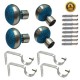 Stainless Steel And Alloy Curtain Finials With Heavy Supports Brackets Set ( Turquoise Blue )