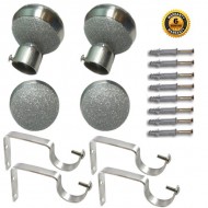 Stainless Steel And Alloy Curtain Finials With Heavy Supports Brackets Set ( Silver Dust ) Stainless Steel And Alloy Curtain Finials With Heavy Supports Brackets Set ( Silver Dust )