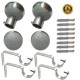 Stainless Steel And Alloy Curtain Finials With Heavy Supports Brackets Set ( Silver Dust )