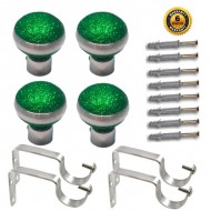 Stainless Steel And Alloy Curtain Finials With Heavy Supports Brackets Set ( Green ) Stainless Steel And Alloy Curtain Finials With Heavy Supports Brackets Set ( Green )