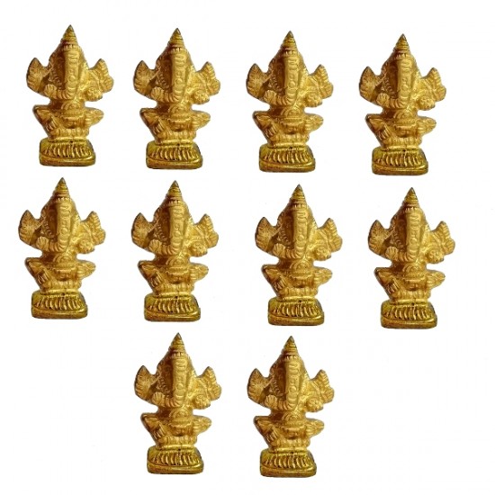 Ganesha Brass Small Statue For Your Pocket | Pack Of 10