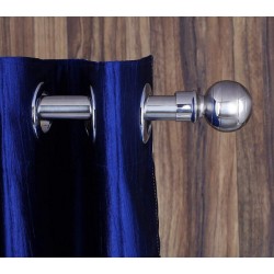Silver Finish Stainless Steel And Alloy Curtain Finials With Heavy Supports Brackets Set