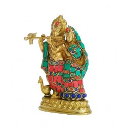 Radha Krishna Standing With Stone Work