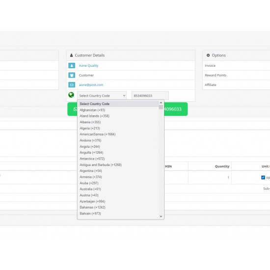 Country Code Pro with WhatsApp button for OpenCart3x