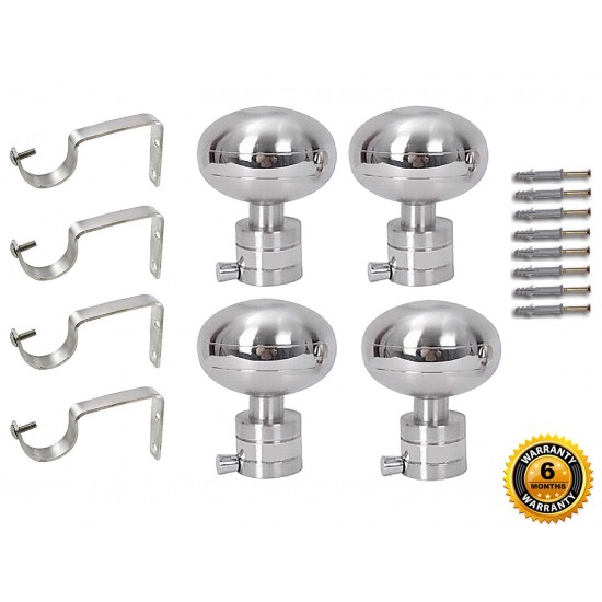 Stainless Steel And Alloy Curtain Finials With Heavy Supports Brackets Set