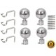 Silver Finish Stainless Steel And Alloy Curtain Finials With Heavy Supports Brackets Set