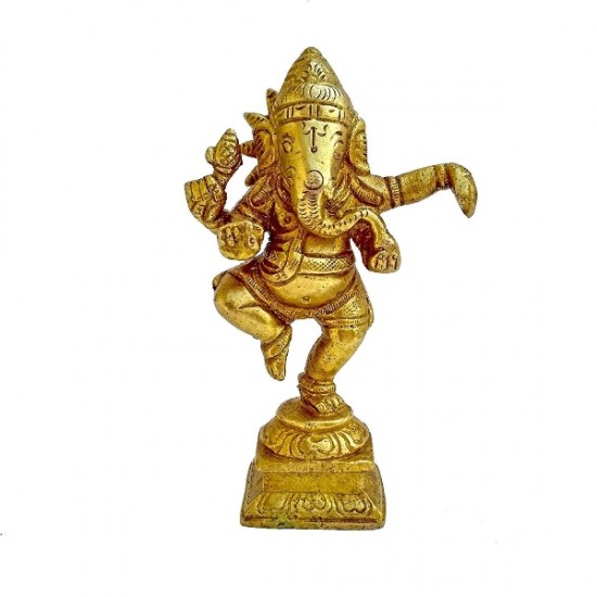 Dancing Ganesha Brass Idol Antique